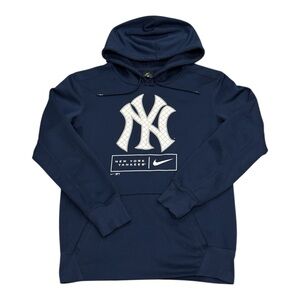 Nike New York Yankees Baseball Blue Dri Fit Pullover Hoodie Sweatshirt Men Small